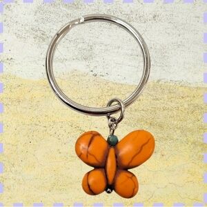 Hand Crafted Orange Butterfly Keychain for Kids